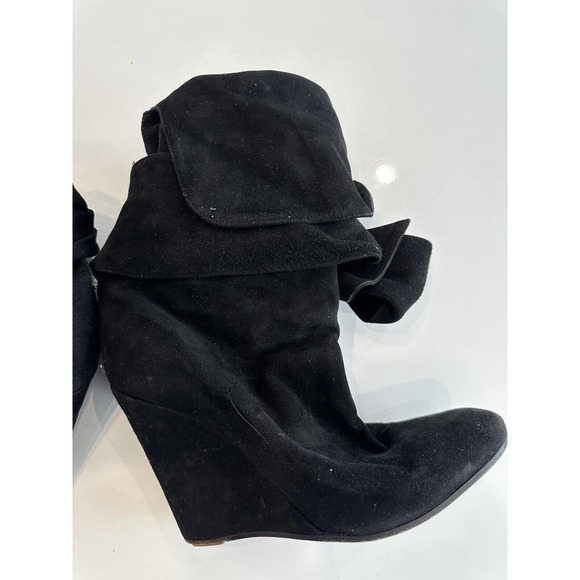 Chloè Black Suede Wrap Bow Booties Wedge Boots size 38 US 7.5 - Picture 10 of 11